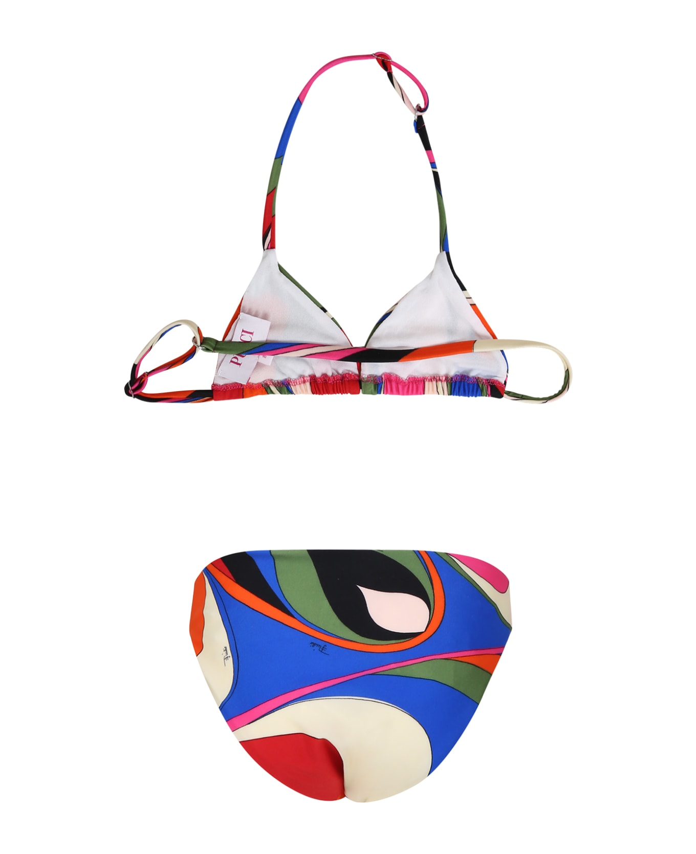 Pucci Multicolor Bikini For Girl With Print And Logo - Multicolor