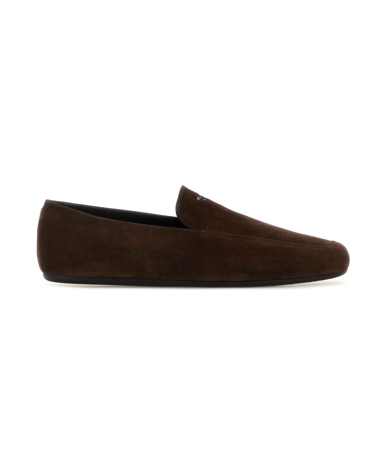 Prada Brown Suede Loafers - MORO