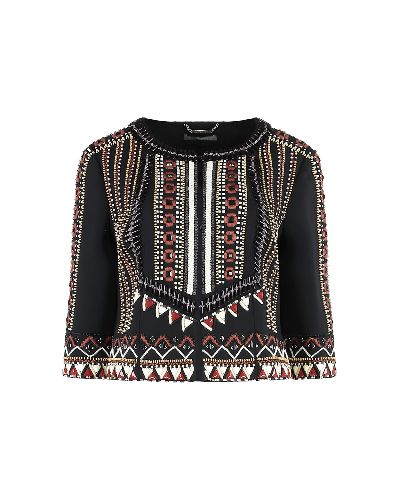 Alberta Ferretti Short Jacket With Embroidery - black
