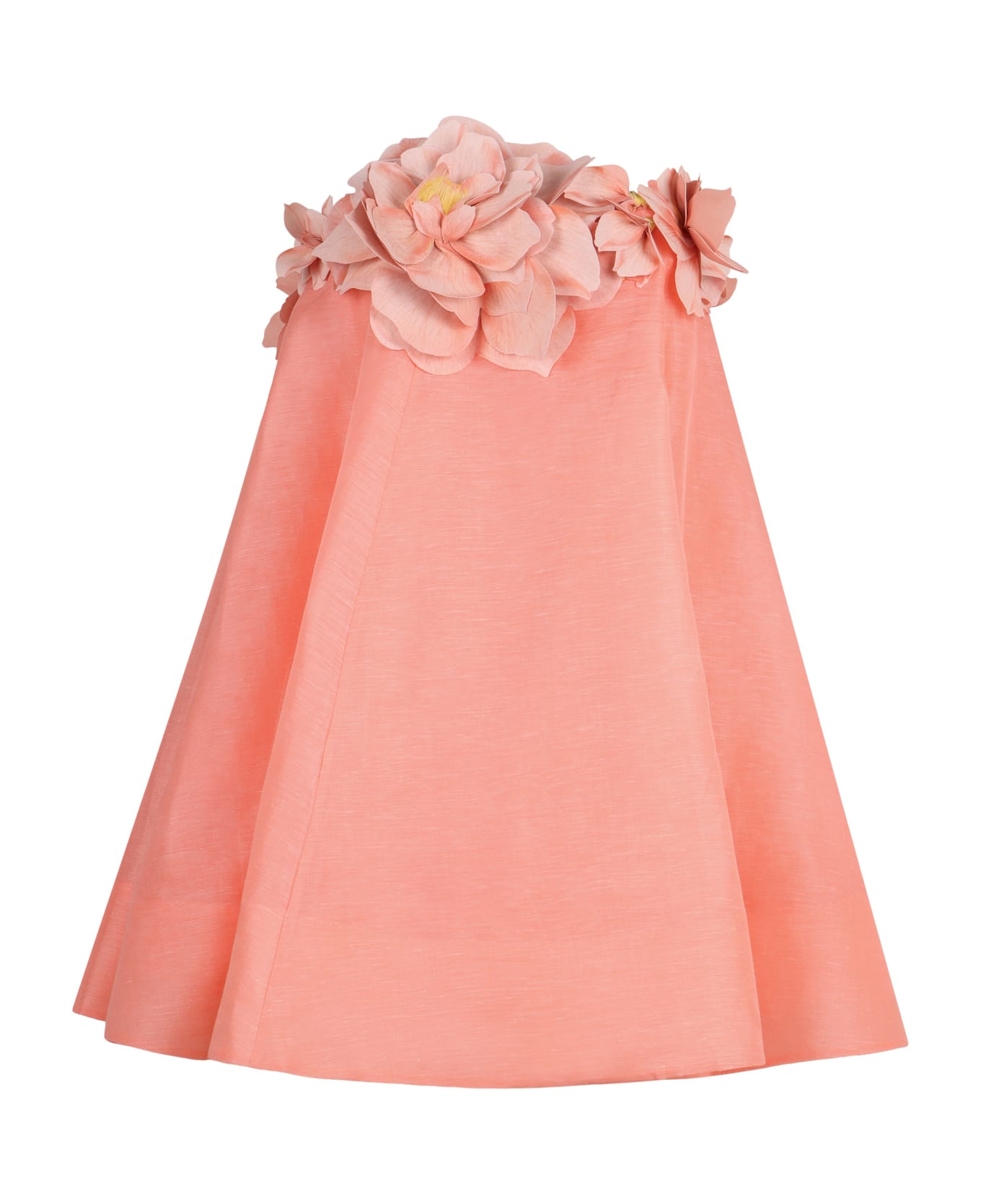 Zimmermann Natura Silk And Linen Mini Dress - Coral ワンピース＆ドレス