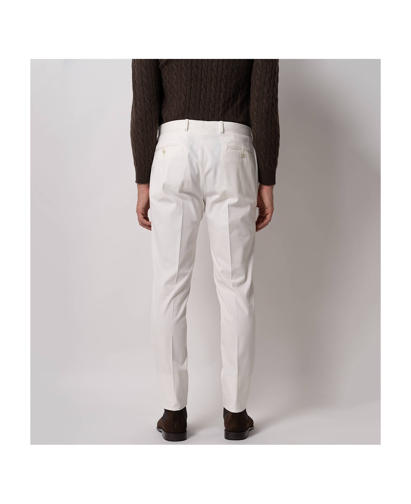 Larusmiani Velvet Trousers Howard Pants - Ivory