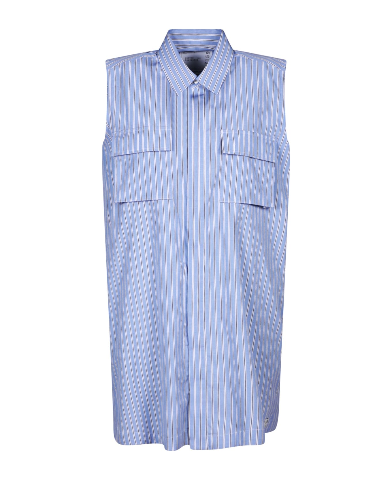 Sacai White And Light Blue Striped Poplin Dress - Multi シャツ