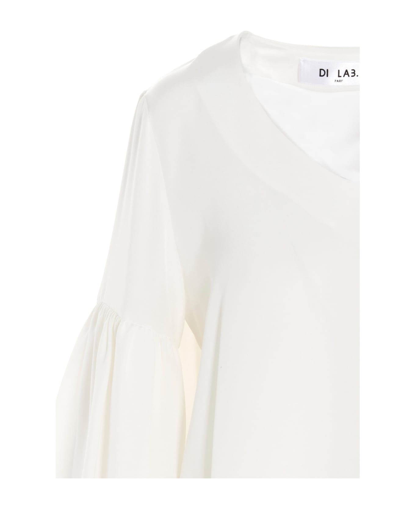 Di.La3 Pari
 Puff-sleeve Silk Shirt - White