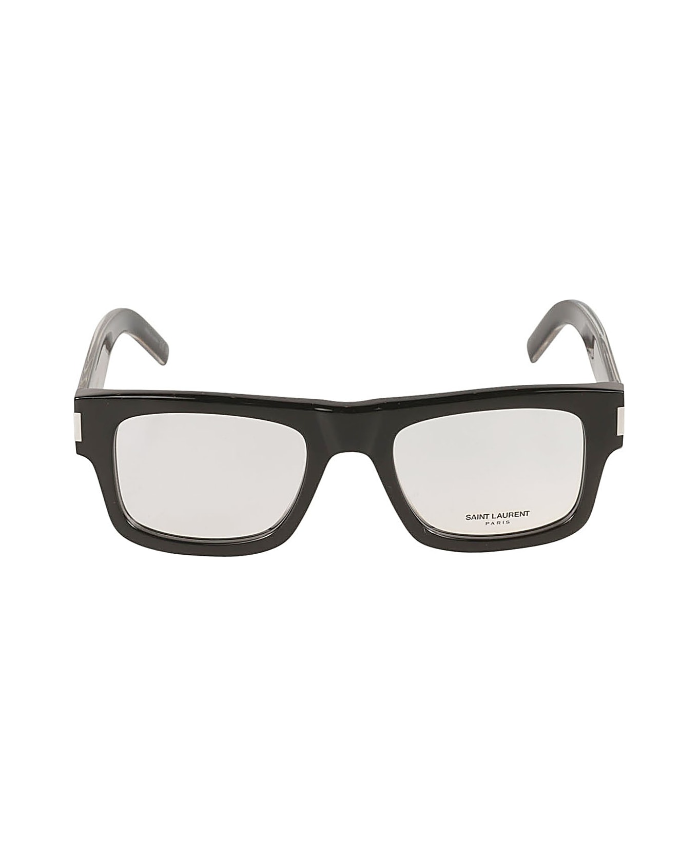 Saint Laurent Eyewear Square Frame Classic Glasses - Black/Crystal/Transparent