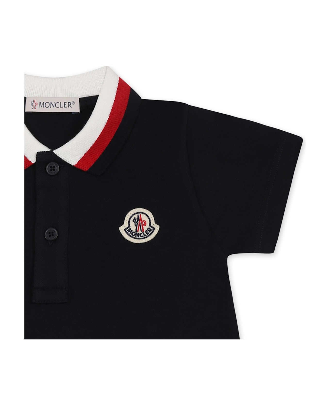 Moncler Blue Babygrow For Baby Boy With Logo - Blue