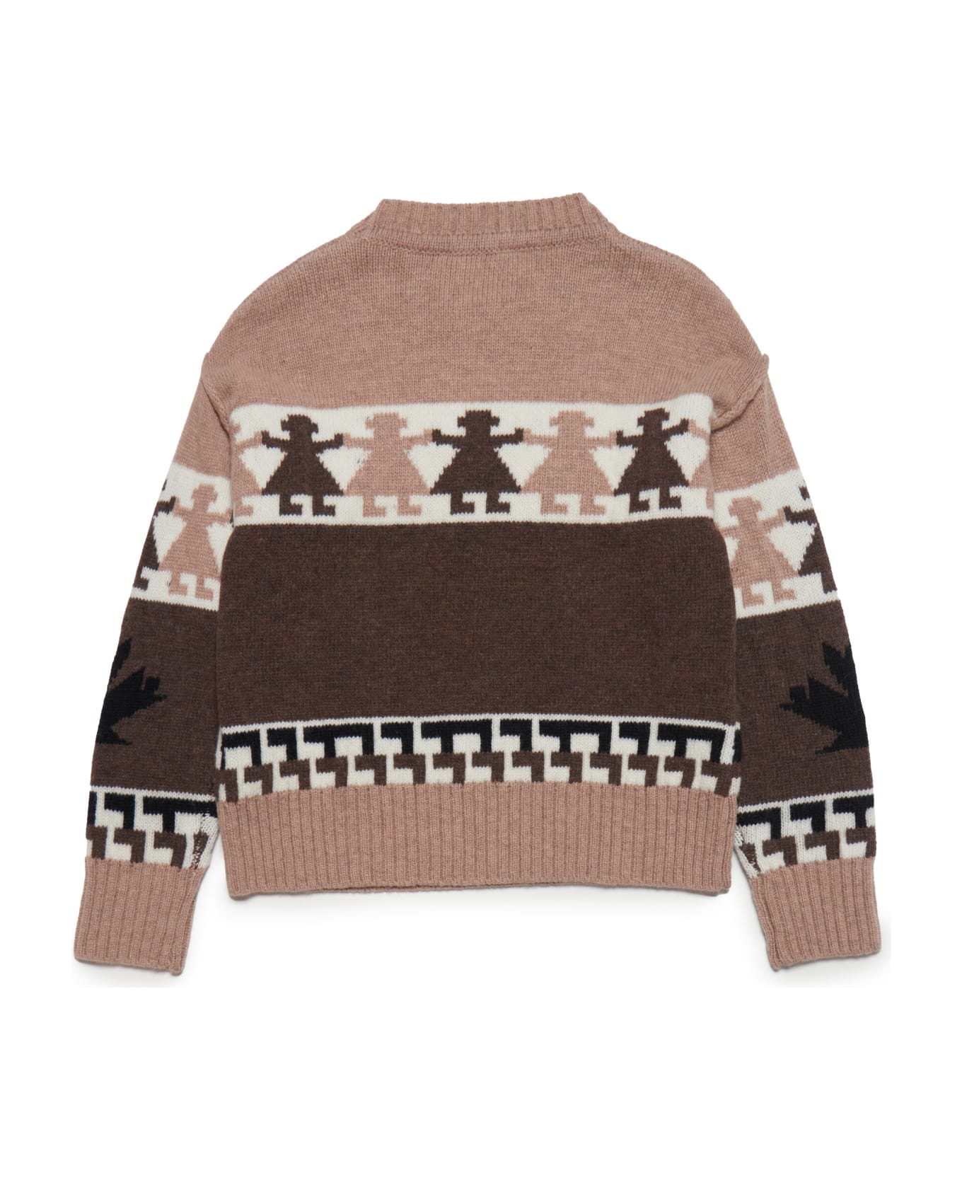 Dsquared2 D2k155u Knitwear Dsquared Inca Pattern Wool-blend Crew-neck Sweater - Light Brown