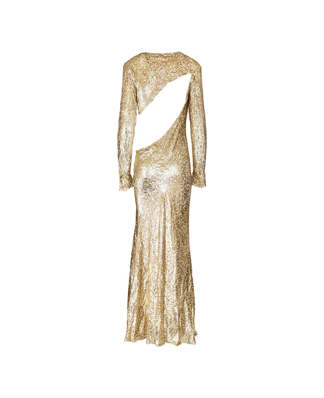 self-portrait Long Dress In Gold Thread - GOLD