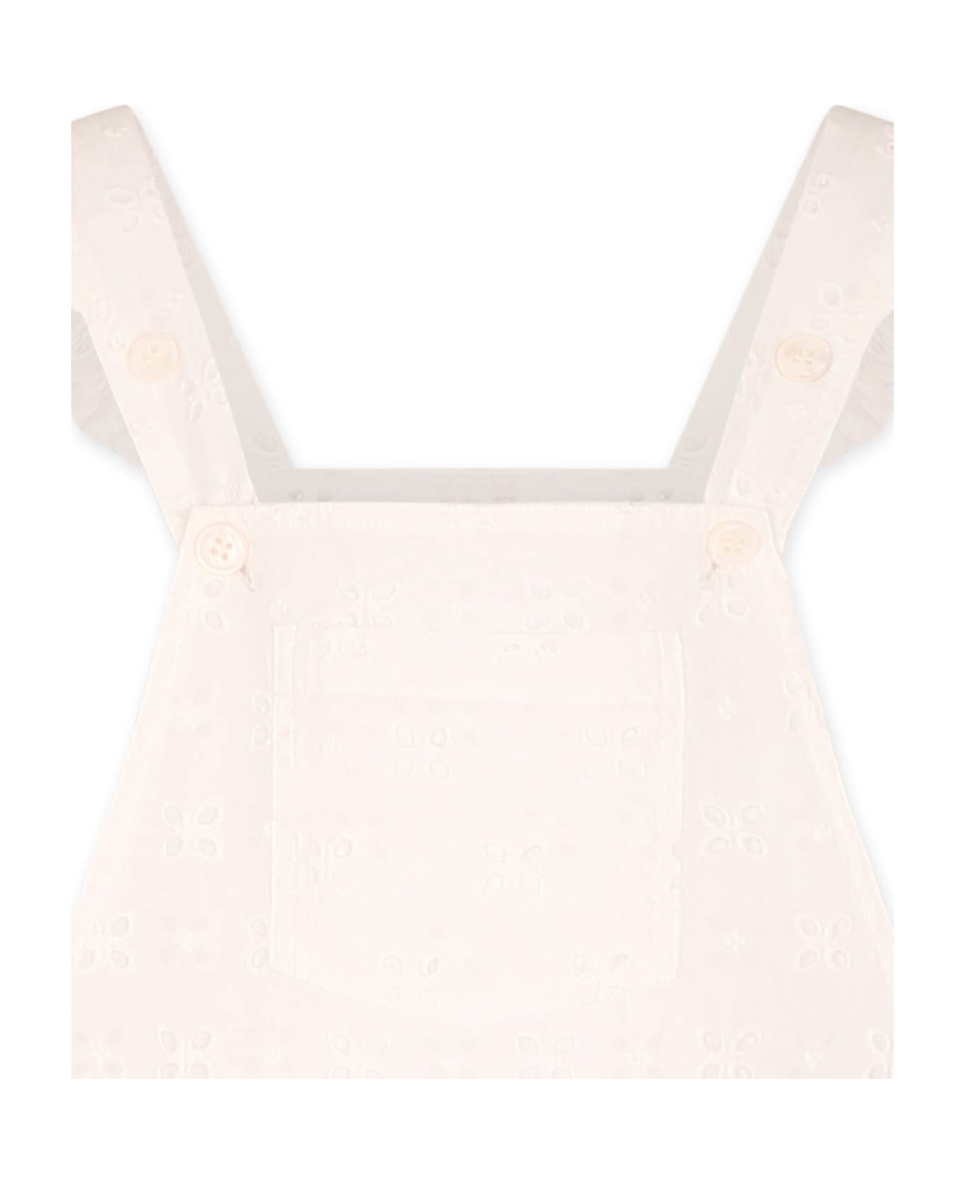 MC2 Saint Barth White Dungarees For Girl With Flowers - White