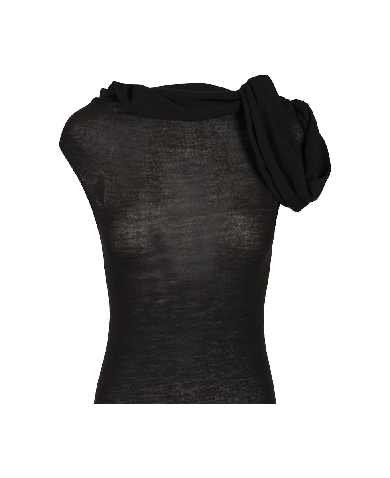 Rick Owens Long Dress In Light Wool - Black