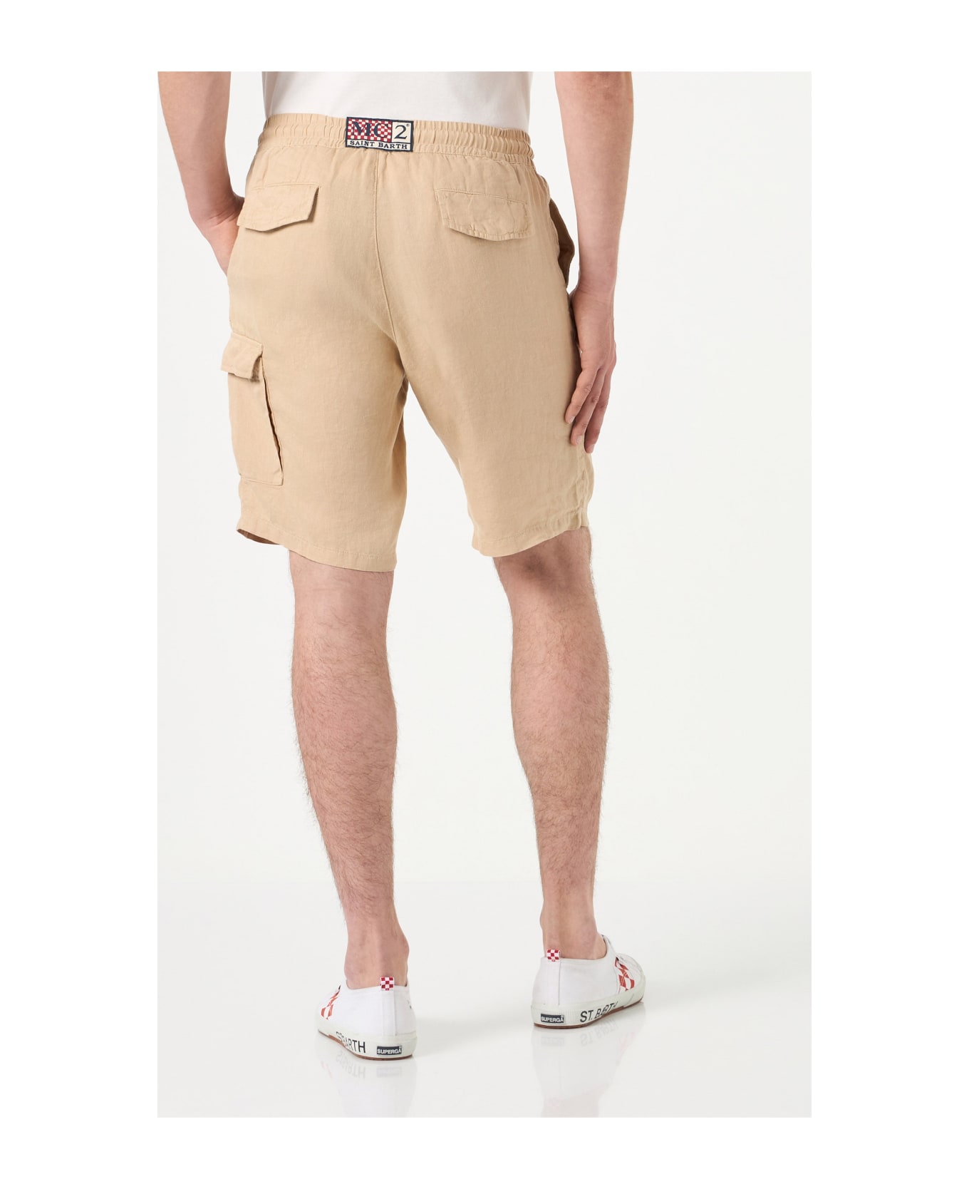 MC2 Saint Barth Beige Linen Bermuda Shorts - BROWN