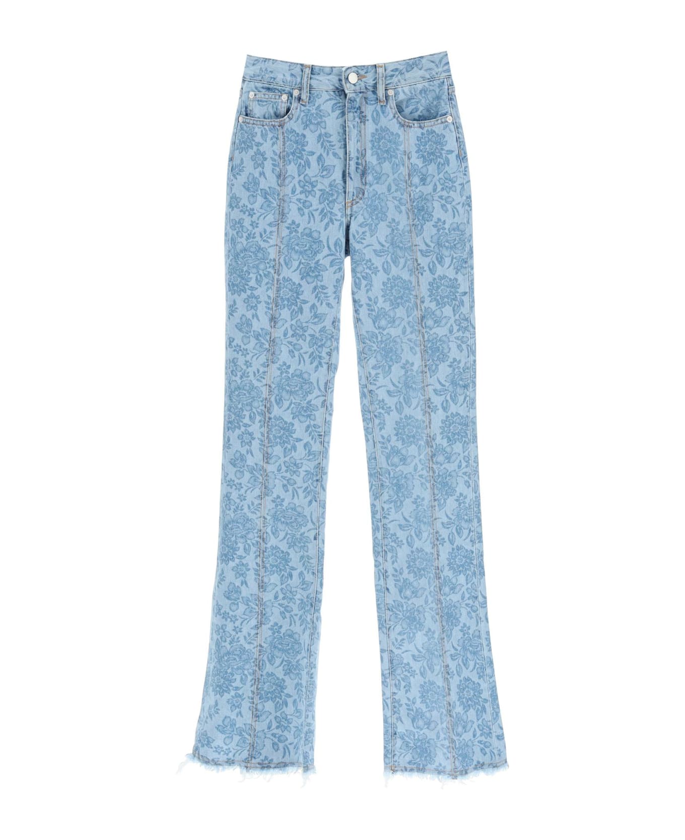Alessandra Rich Flower Print Flared Jeans - LIGHT BLUE (Light blue)