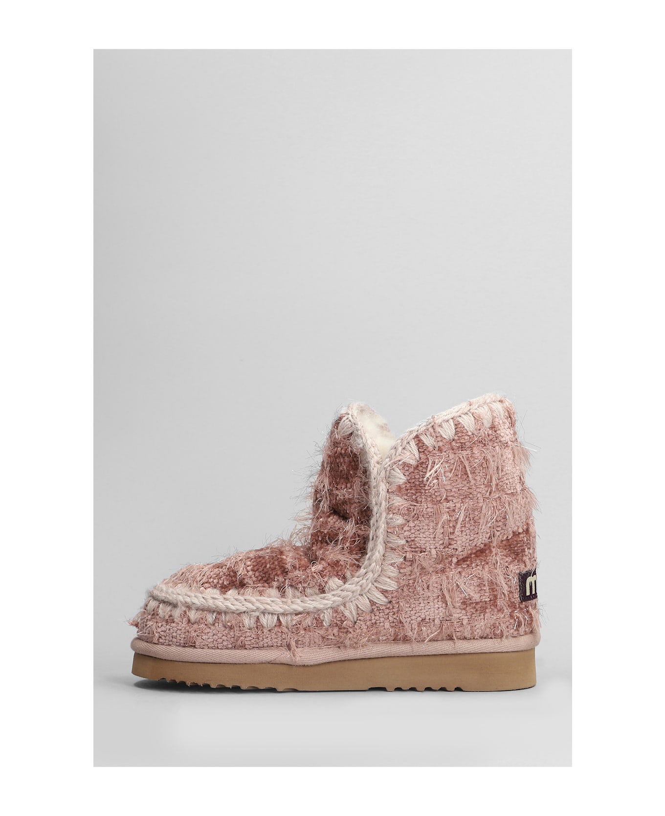 Mou Eskimo 18 Low Heels Ankle Boots In Rose-pink Leather