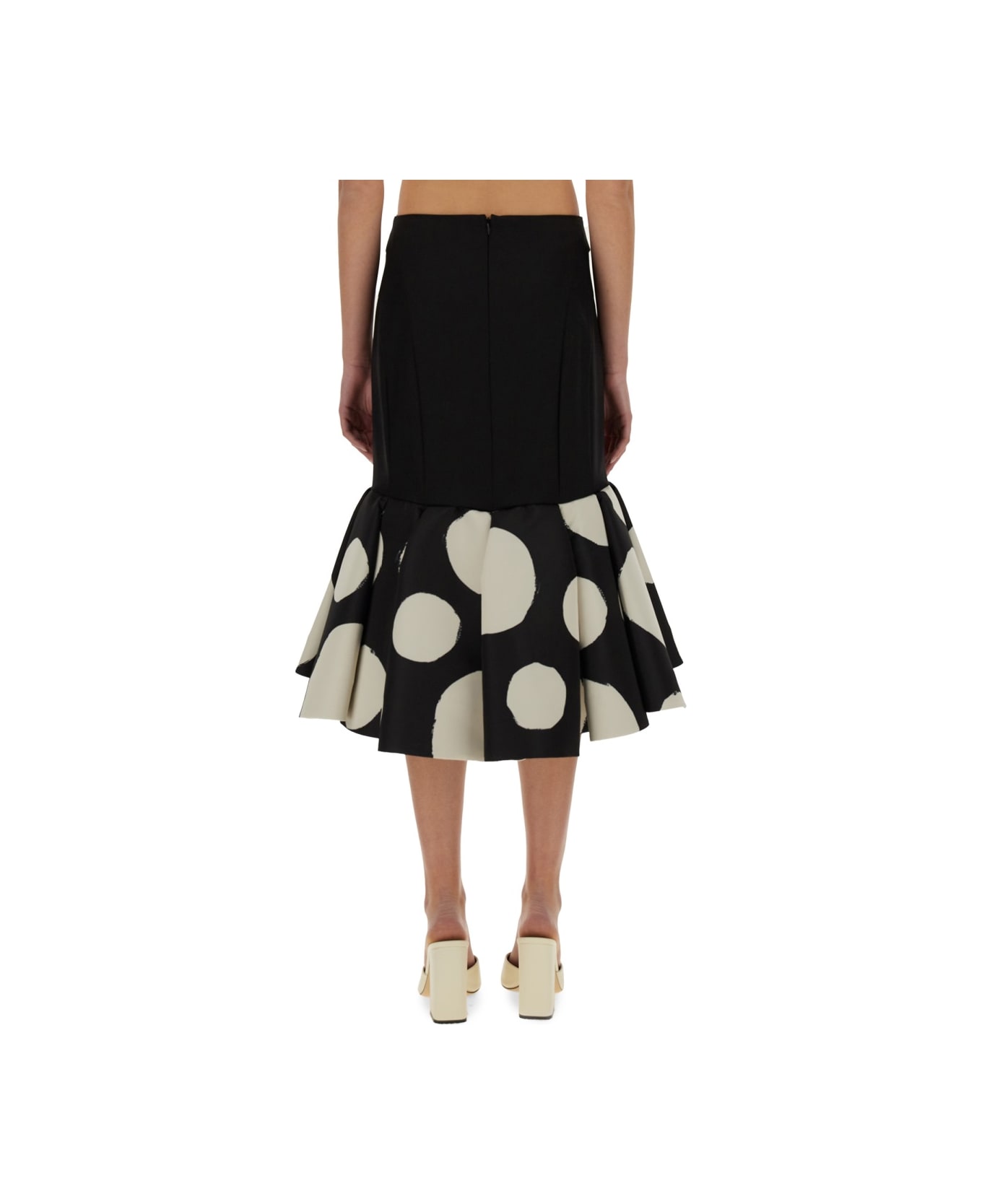 Nina Ricci Midi Skirt With Double Ruffles - BLACK スカート