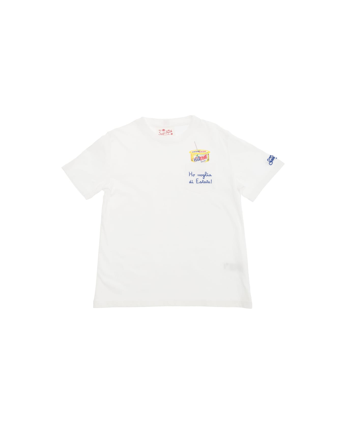 MC2 Saint Barth 'eddy' White T-shirt With Estathé Print And Embroidery In Cotton Boy - White