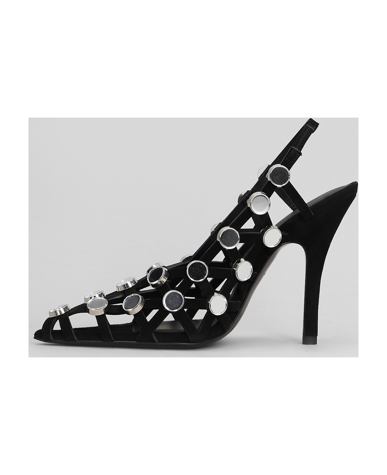 The Attico Grid Pumps In Black Leather - black