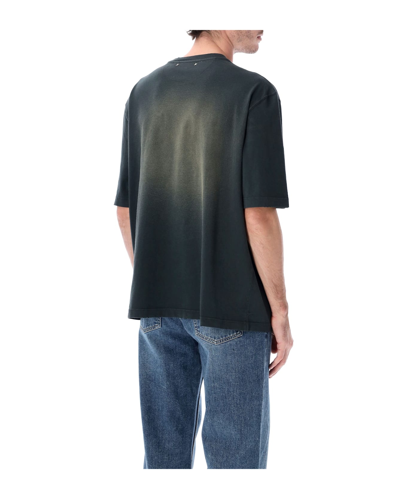 Golden Goose Black Cotton Logo T-shirt - BLEACHED WASHED BLACK