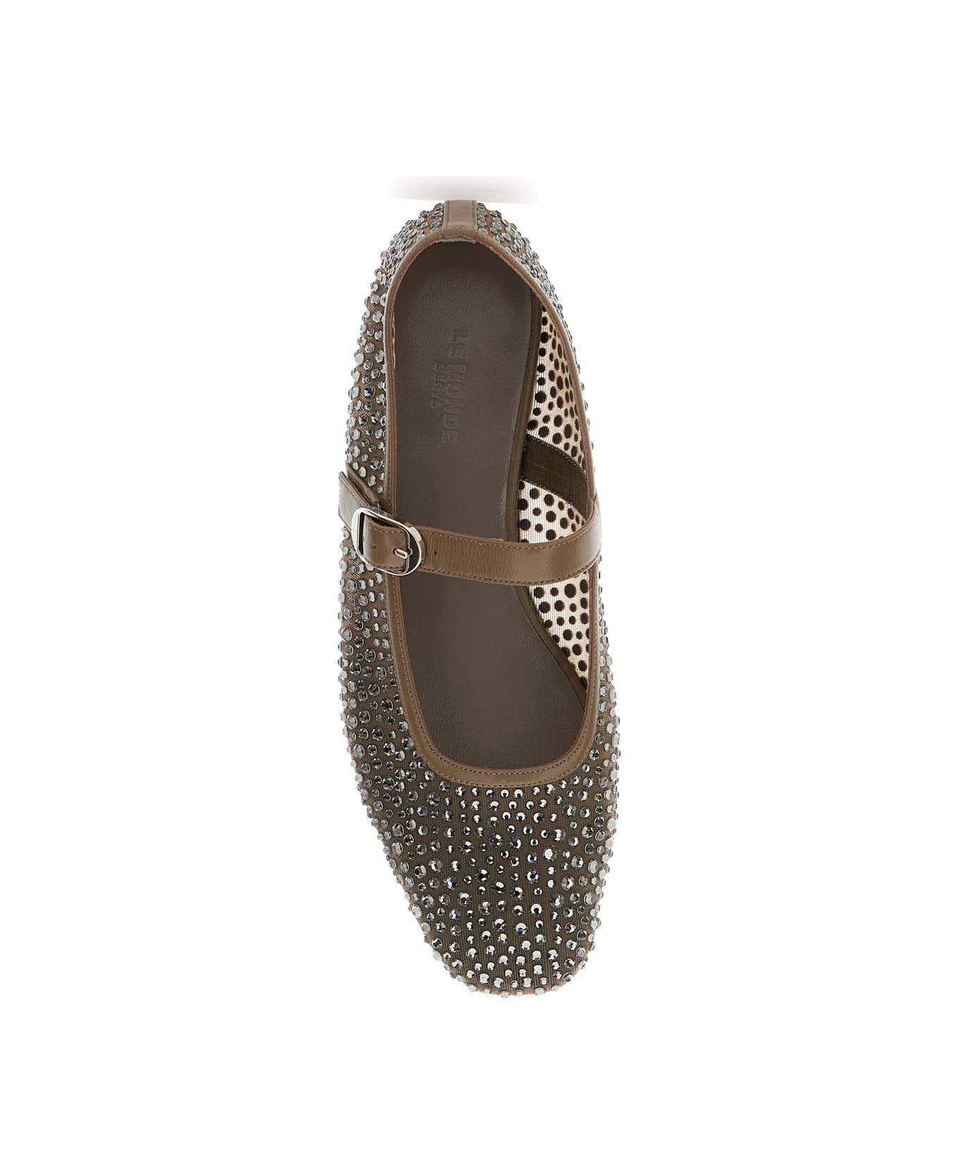 Le Monde Beryl 
mary Jane
 Metallic Ballet Flats With Strap And All-over Beading In Fabric Woman - Metallic