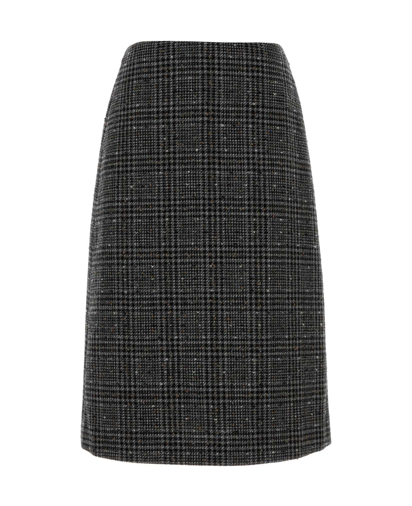 Fendi Embroidered Tweed Skirt - TOBACCO-25
