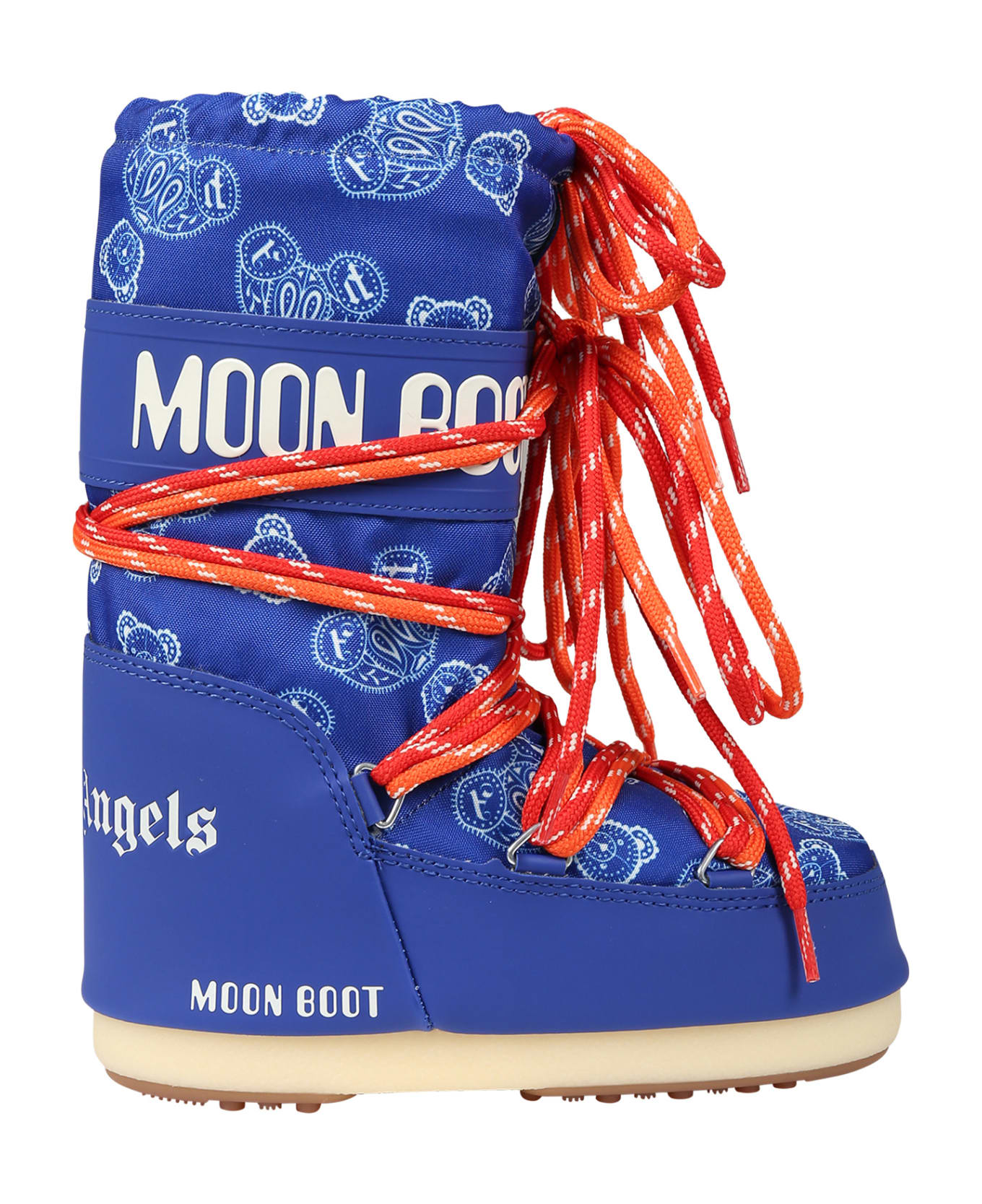 Palm Angels Blue Moon Boot For Boy With Bear And Logo - Blue