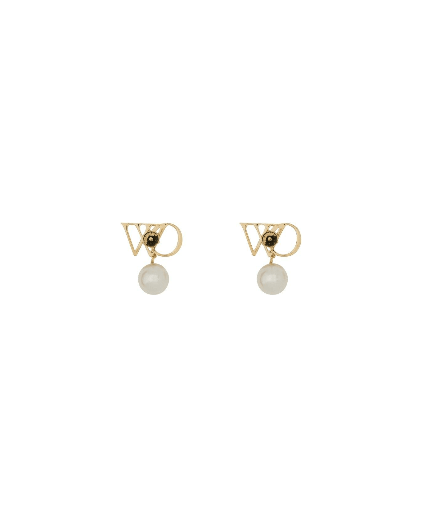 Off-White Ow Logo Plaque Drop Earrings - Gold