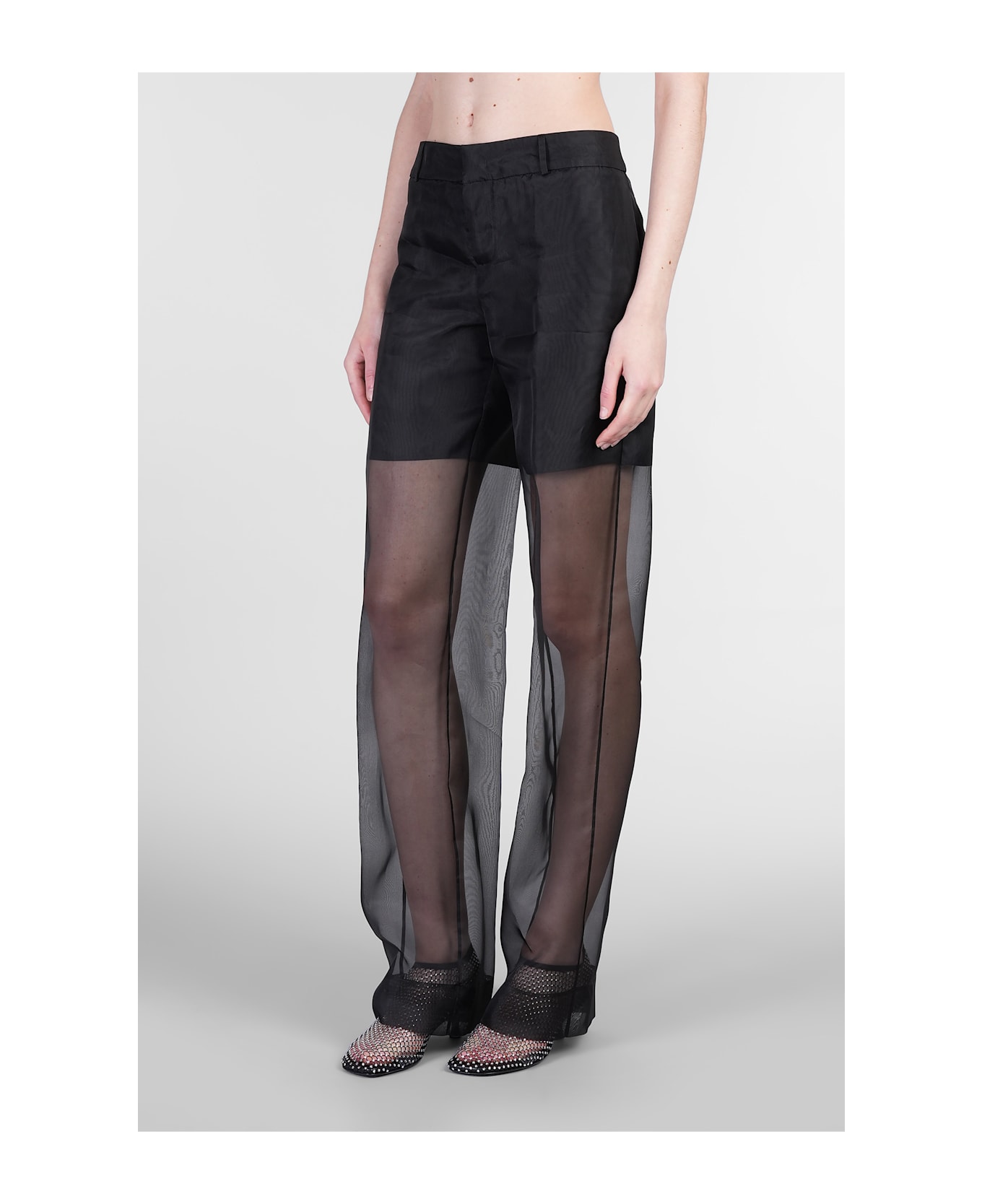 Del Core Pants In Black Silk - black