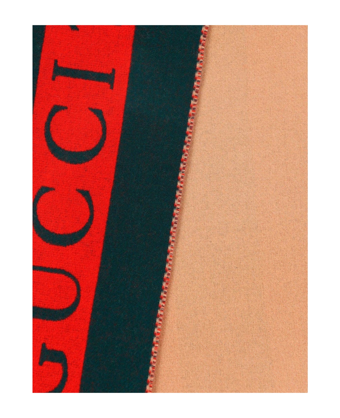 Gucci Web Jacquard Fringed Edge Scarf - GREENBEIGE スカーフ