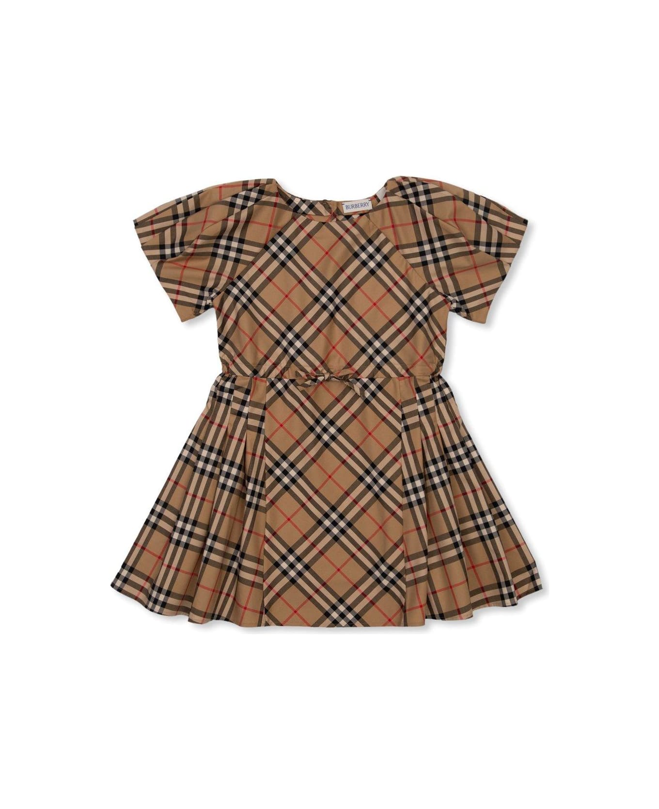 Burberry Checked Short-sleeved Dress - Beige ワンピース＆ドレス