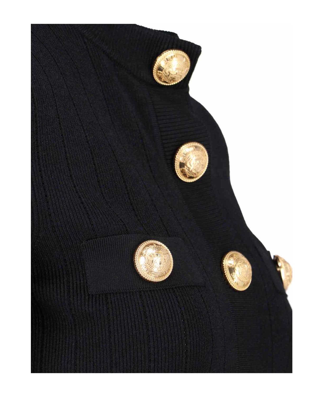 Balmain Gold Buttons Cardigan - Black  