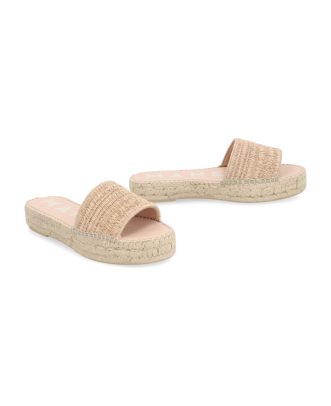 Manebi Raffia Slides - Beige
