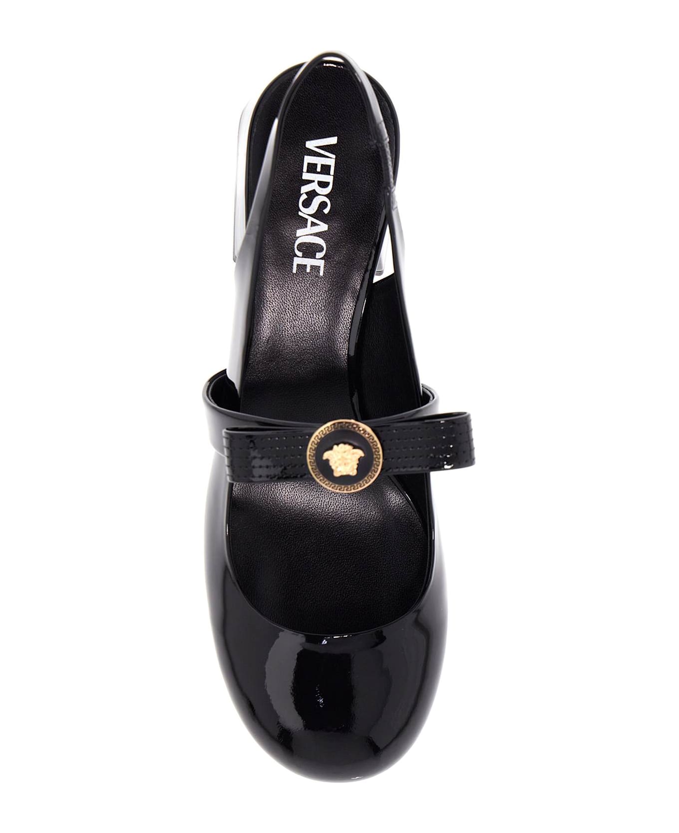 Versace Gianni Ribbon Slingback - BLACK-VERSACE GOLD (Black)