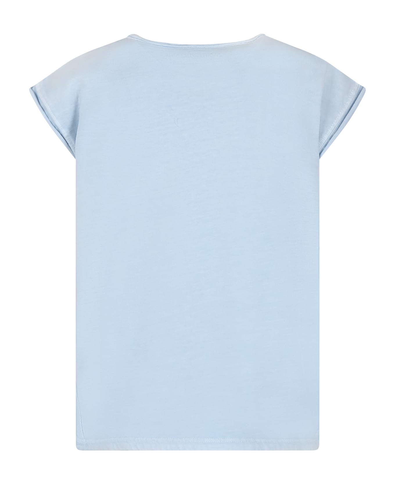 Zadig & Voltaire Light Blue T-shirt For Girl With Skull And Butterfly - Light Blue Tシャツ＆ポロシャツ