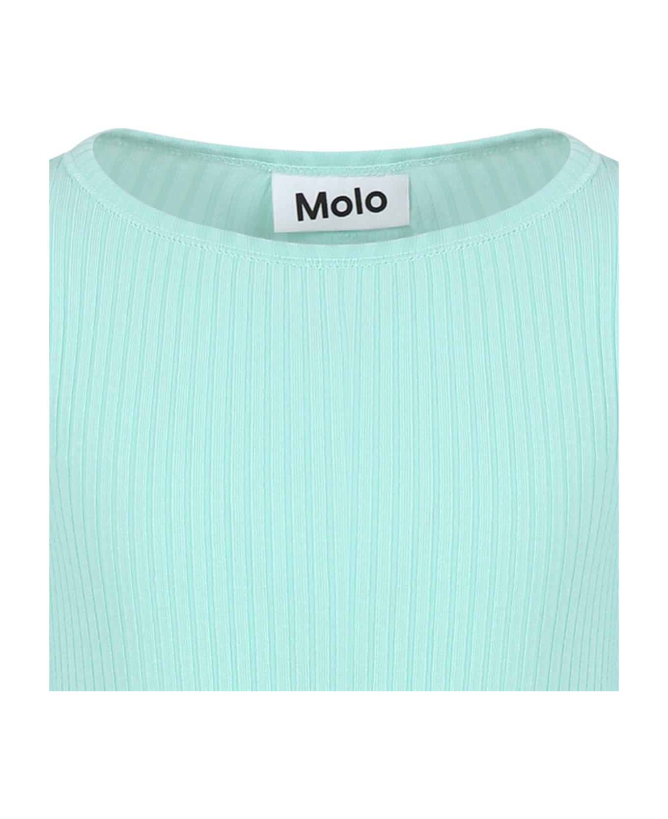 Molo Green T-shirt For Girl With Logo - Light Blue Tシャツ＆ポロシャツ