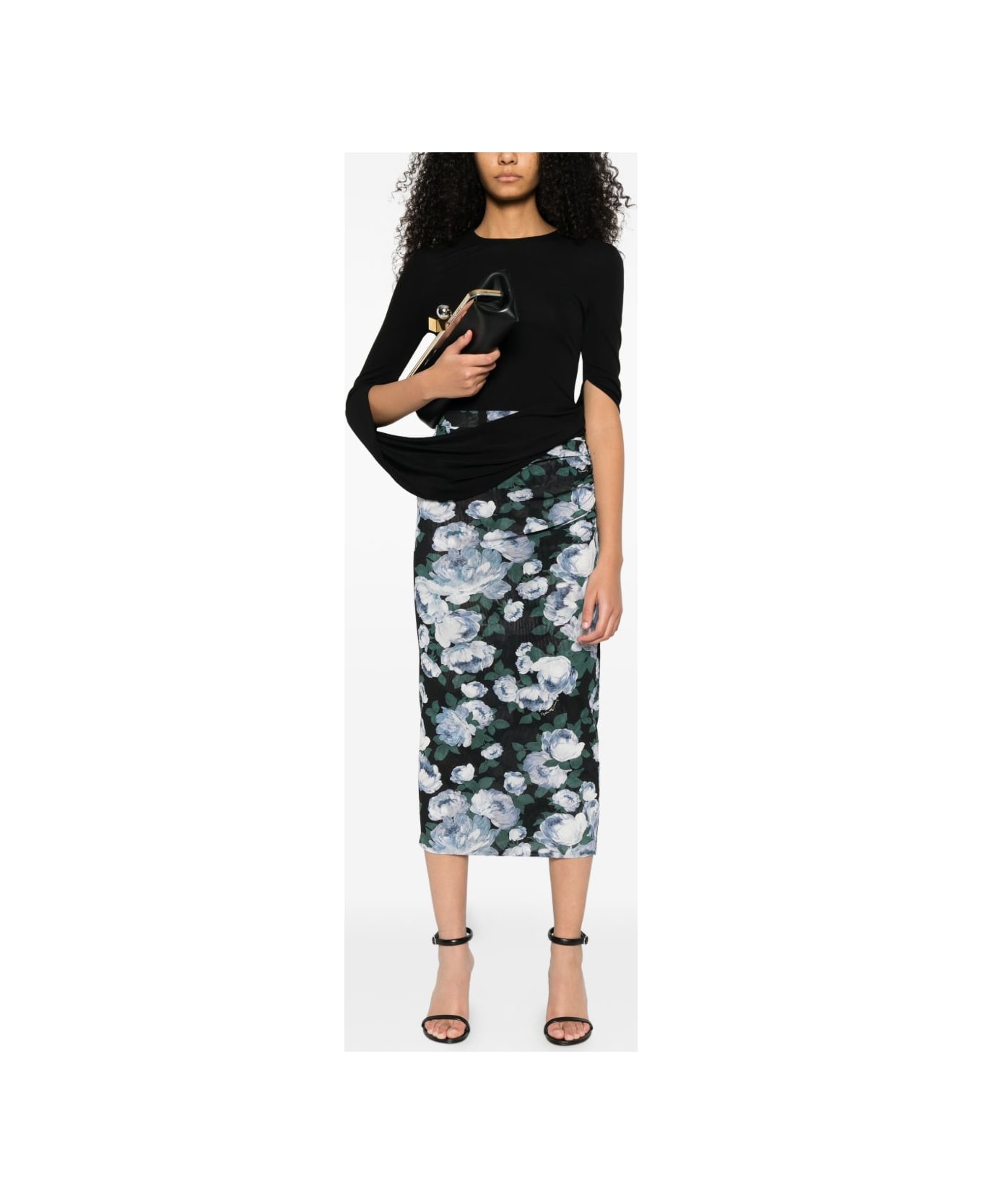 Stella McCartney Bunch Of Roses Long Skirt - Black