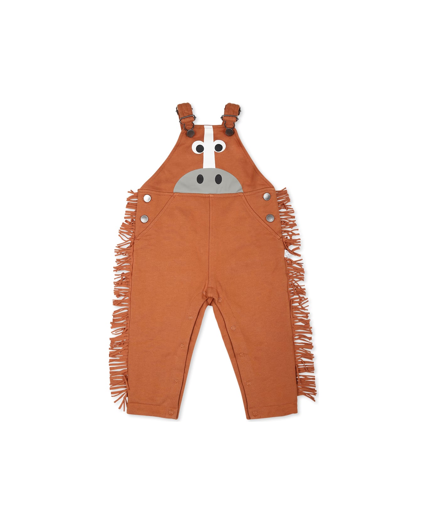 Stella McCartney Kids Brown Dungarees For Newborns With Crotch And Fringes - Brown