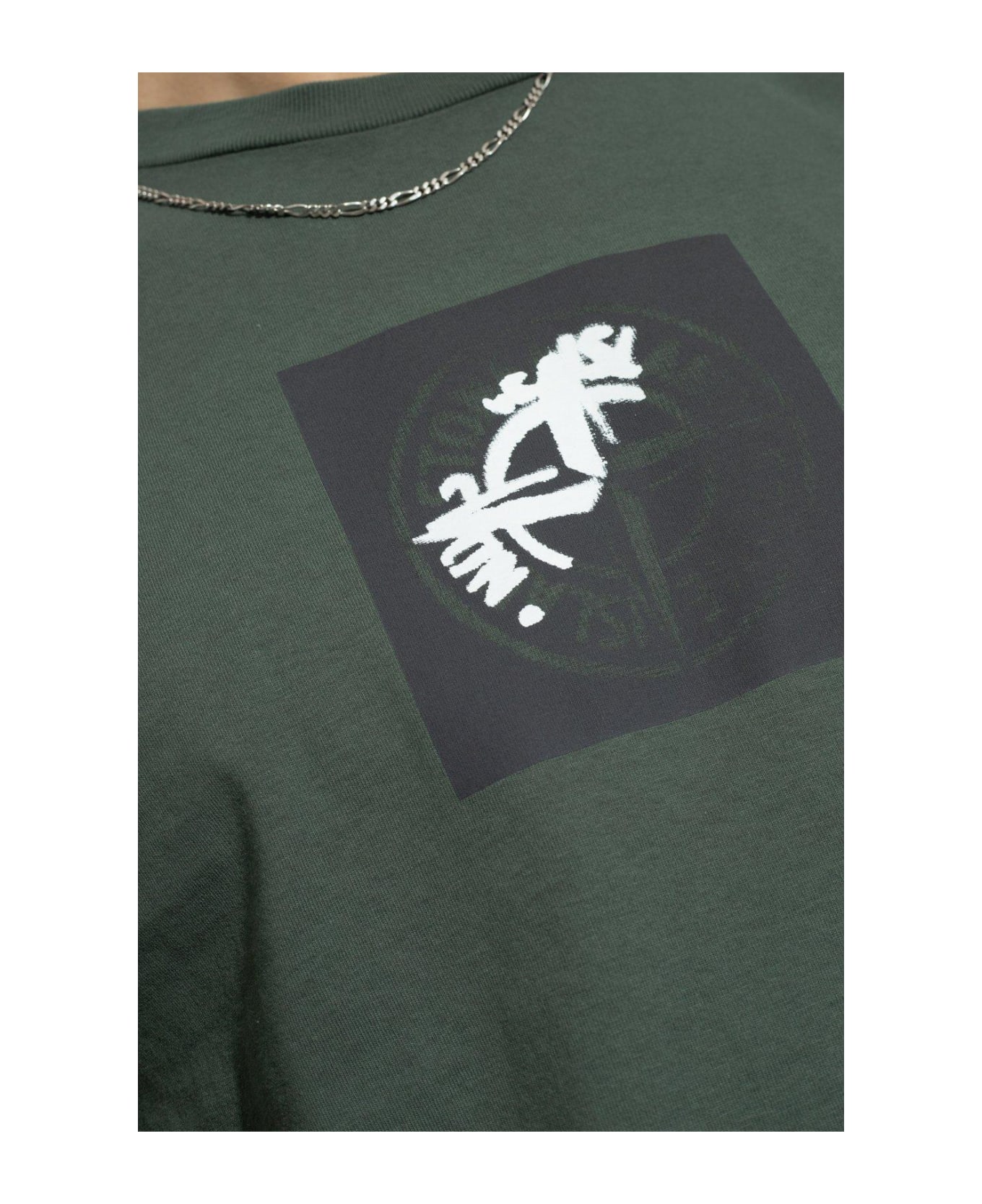 Stone Island Logo Printed Crewneck T-shirt - Muschio