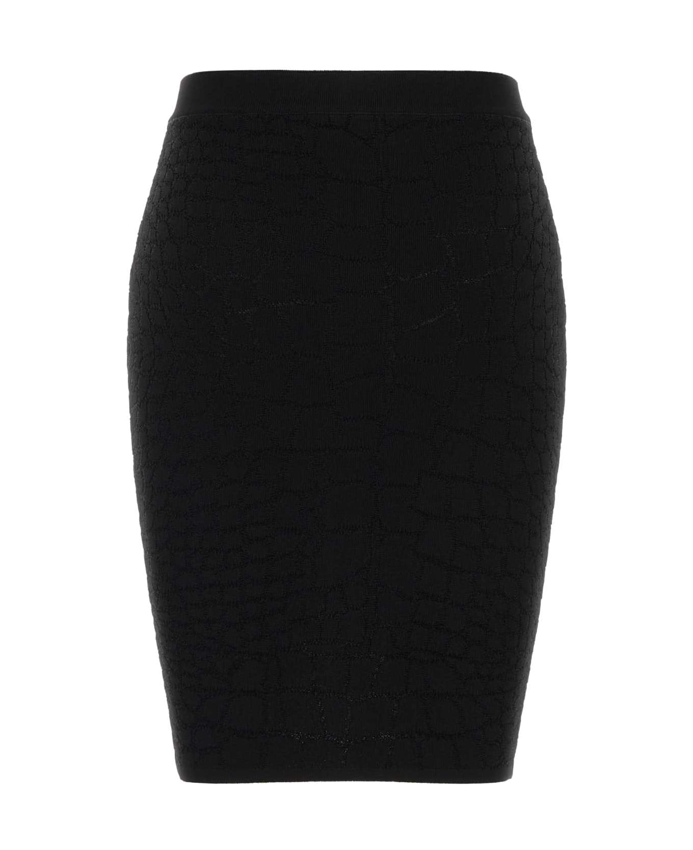 Balmain Black Stretch Viscose Blend Skirt - NOIR