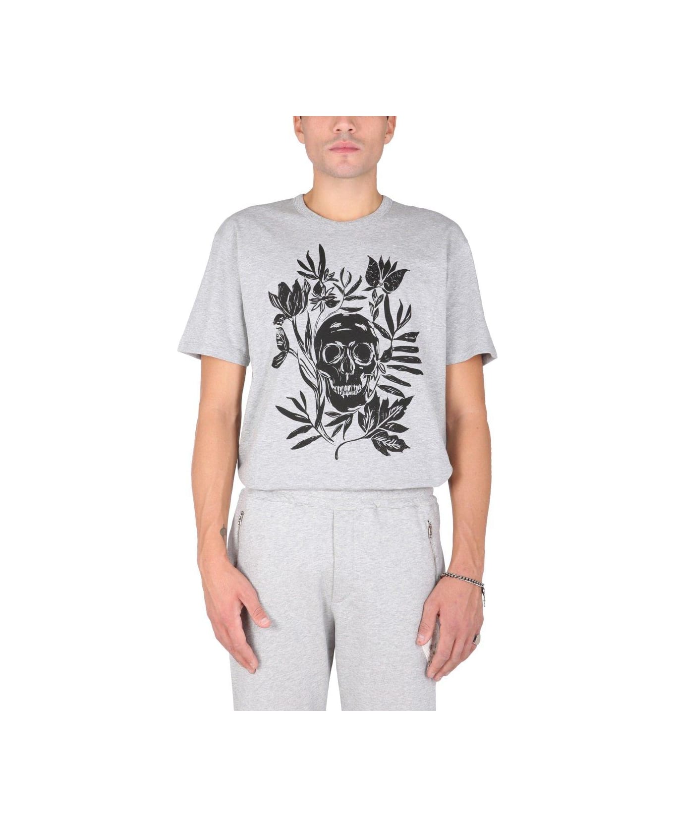 Alexander McQueen Skull Printed Crewneck T-shirt - Grey