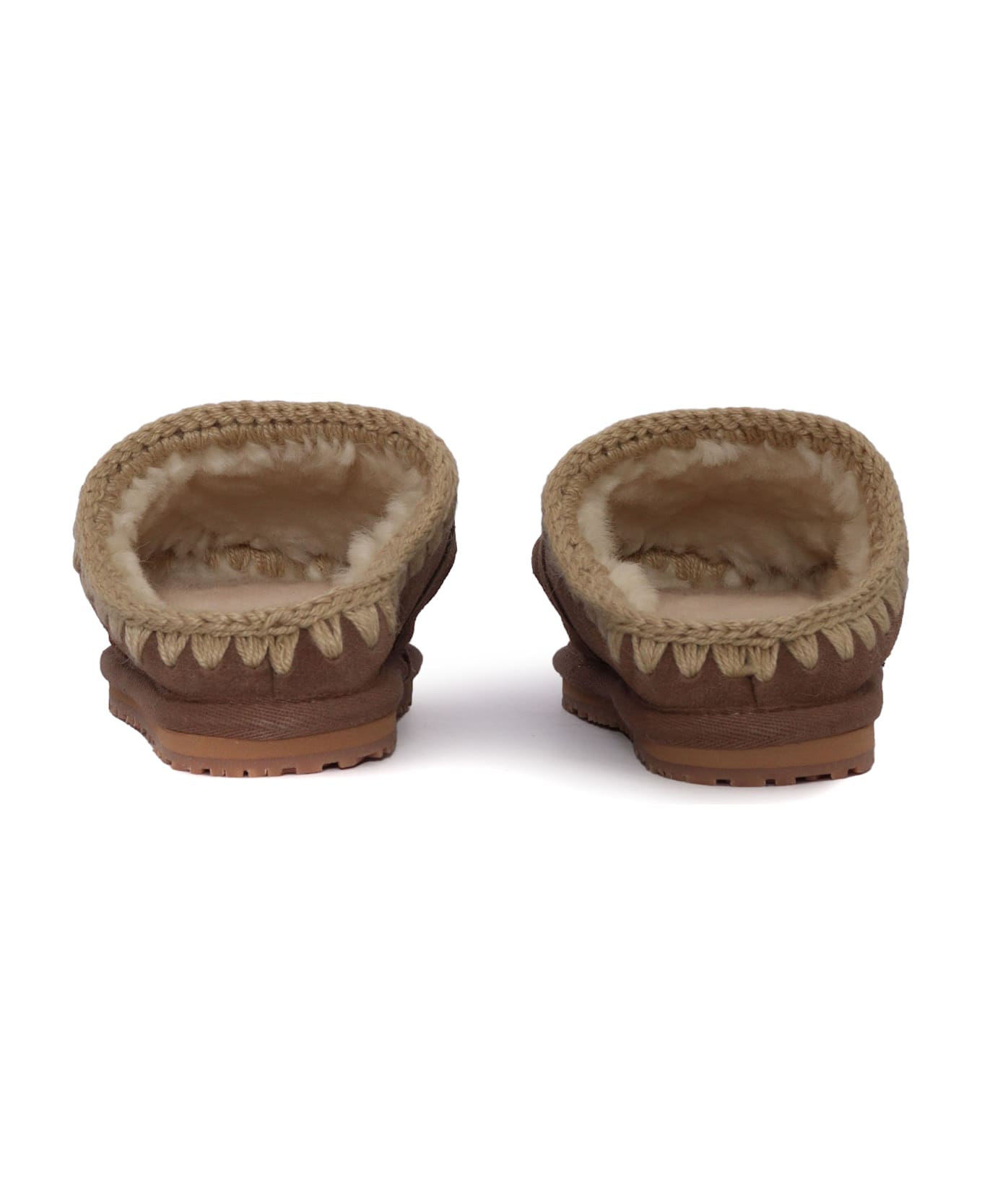 Mou Kids Slipper Suede - Letter Logo - BROWN