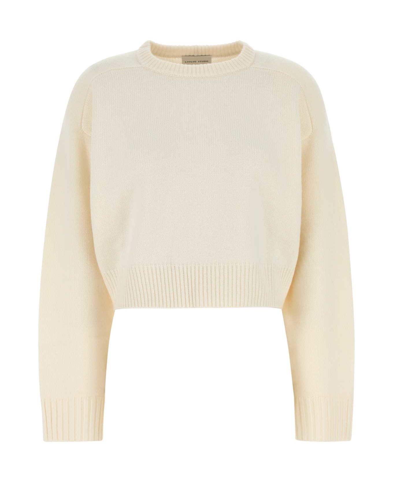 Loulou Studio Ivory Wool Blend Oversize Bruzzi Sweater - IVORY