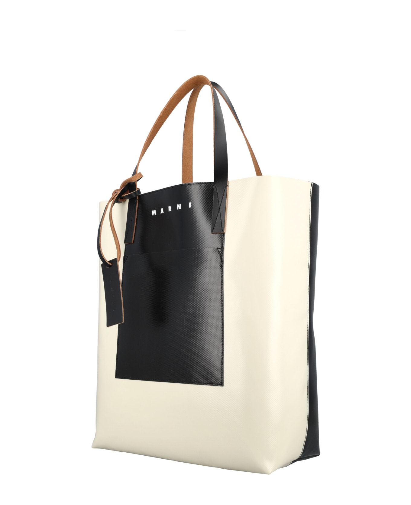 Marni Tribeca Shopping Bag - WHITE BLACK