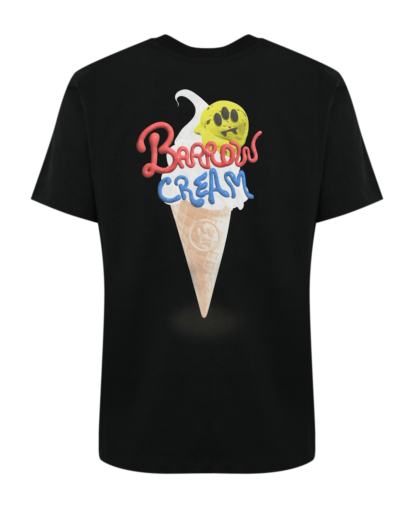 Barrow Cotton T-shirt With Cream Print - NERO BLACK