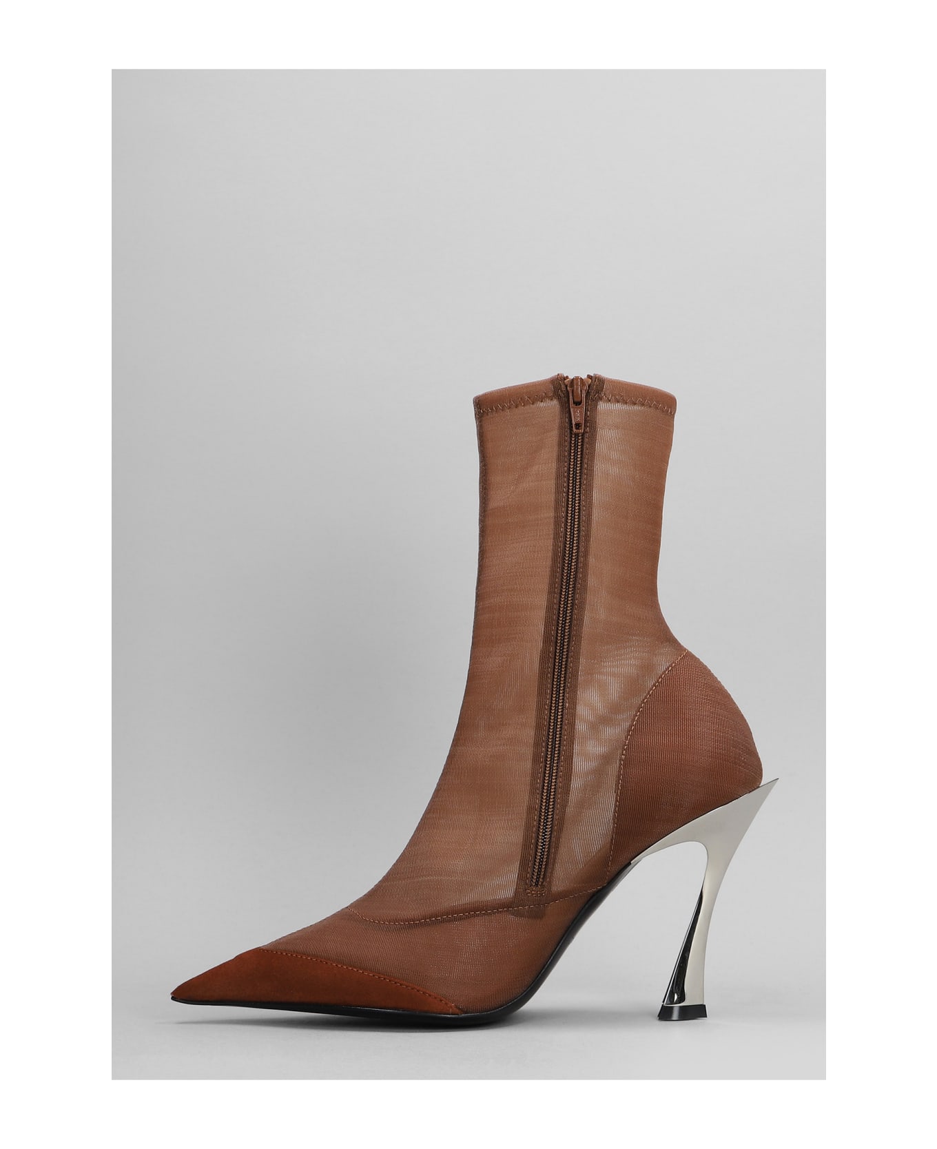 Mugler High Heels Ankle Boots In Leather Color Nylon - leather color