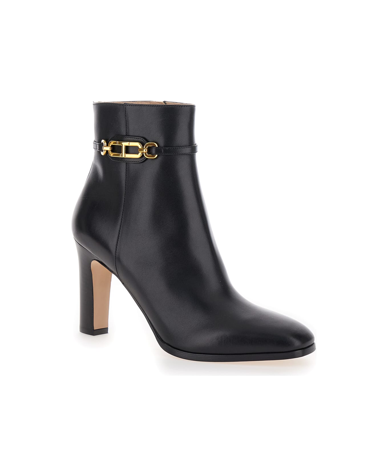 Tom Ford Black Ankle Boots With T Chain Detail In Leather Woman - Black