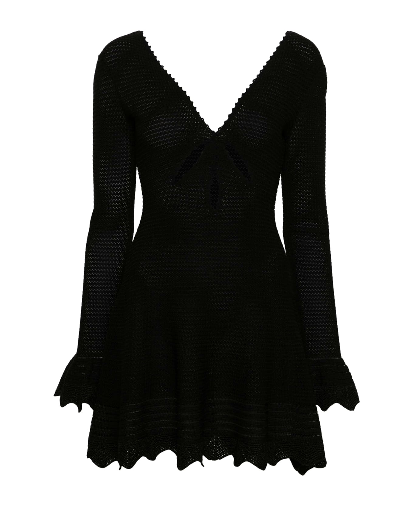 self-portrait Black Crochet Mini Dress - Black ワンピース＆ドレス