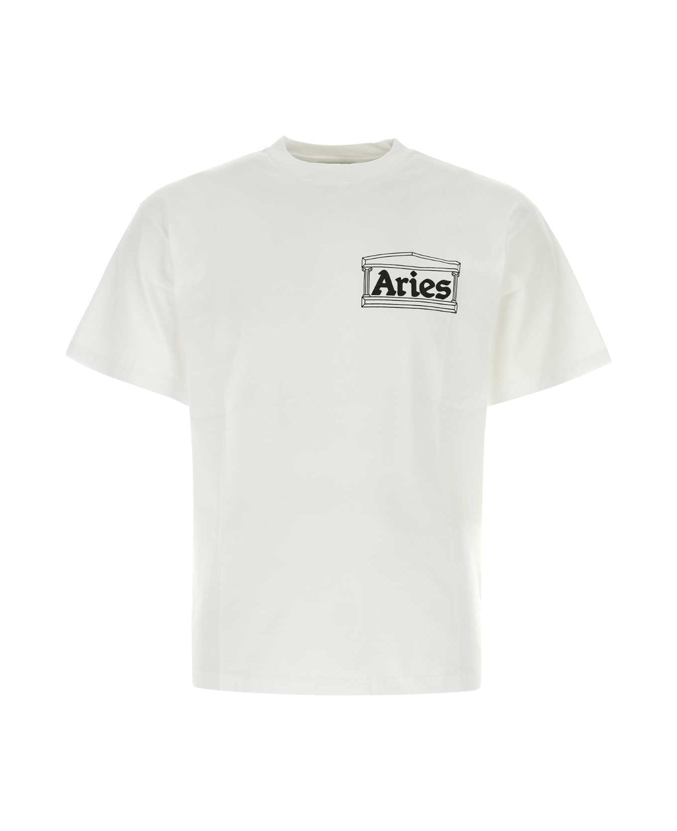 Aries White Cotton Temple T-shirt - WHITE