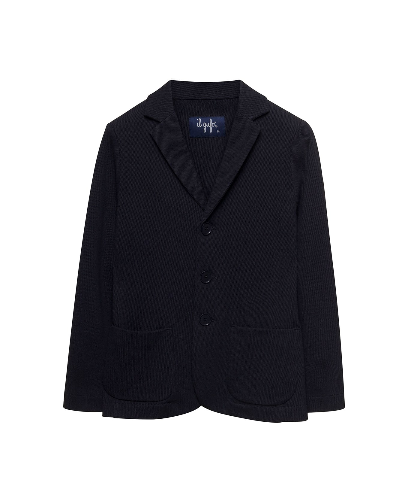 Il Gufo Blue Jacket With Notched Revers In Cotton Boy - Blu
