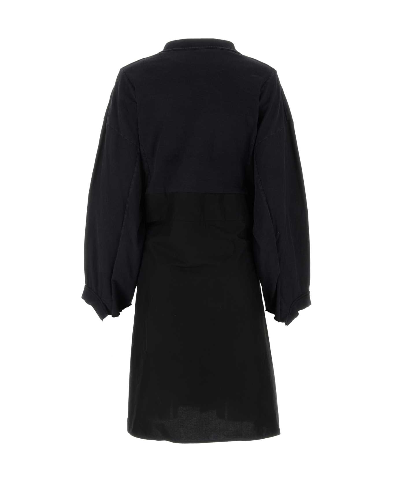 Balenciaga Black Cotton And Poplin Oversize Dress - Black