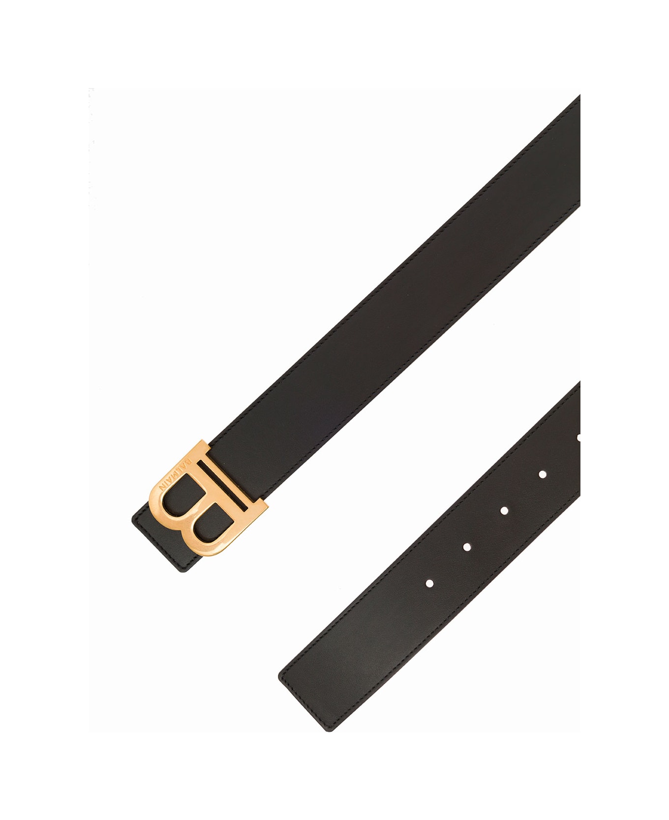 Balmain Black Logo-placque Belt In Calf Leather - Black