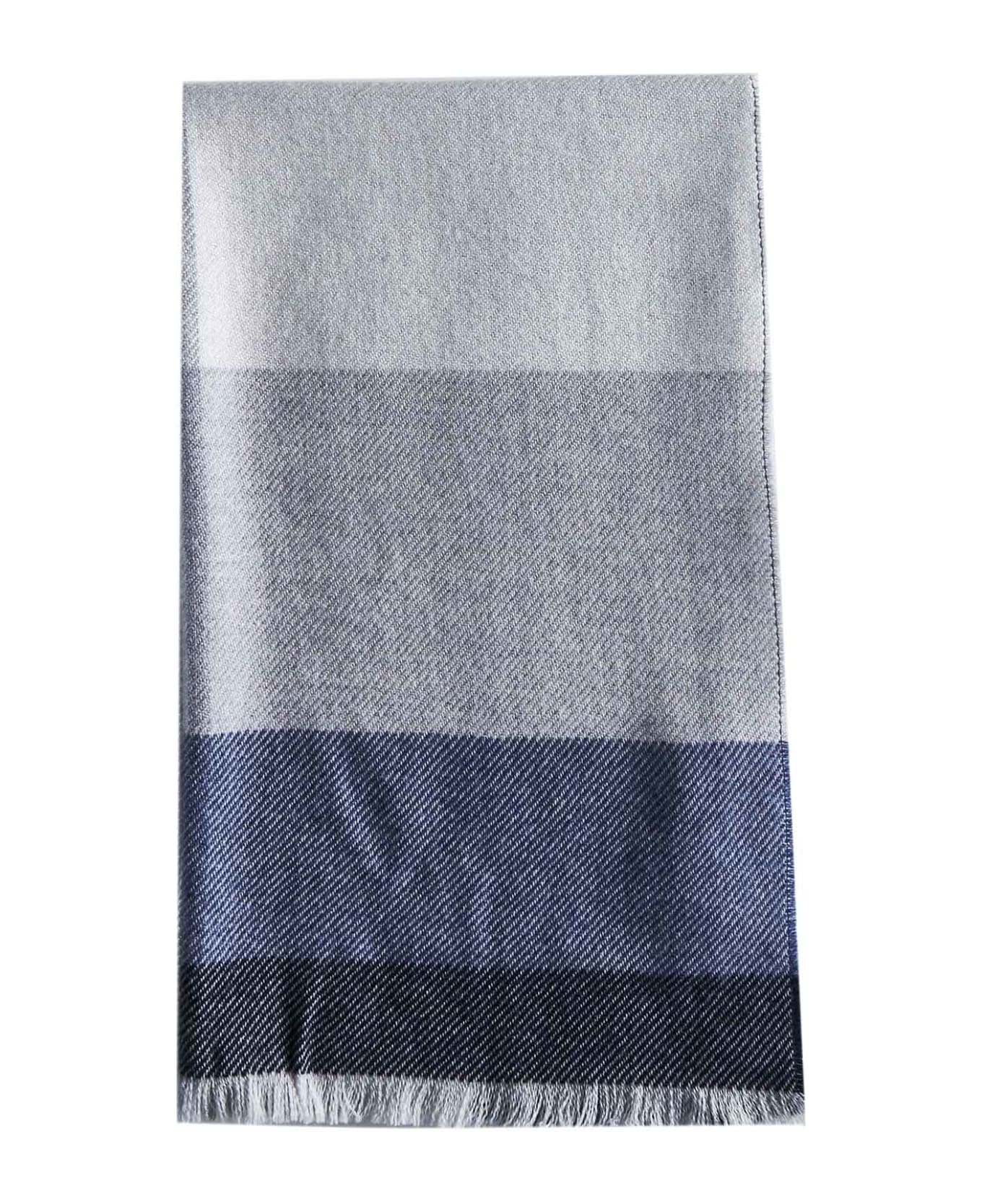 Brunello Cucinelli Scarf - Navy Grey Fog スカーフ