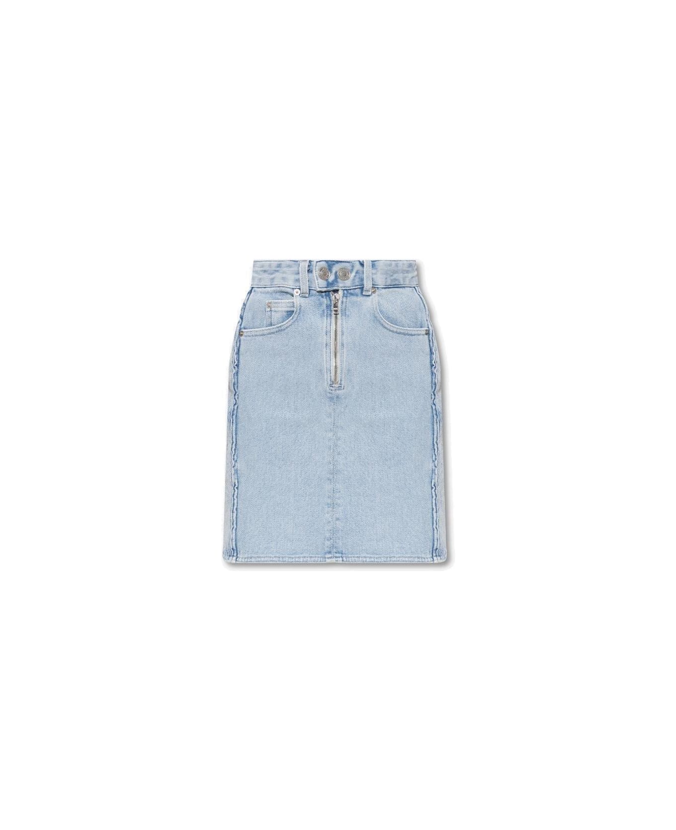 Isabel Marant Logo-patch High-waist Denim Skirt - Clear Blue